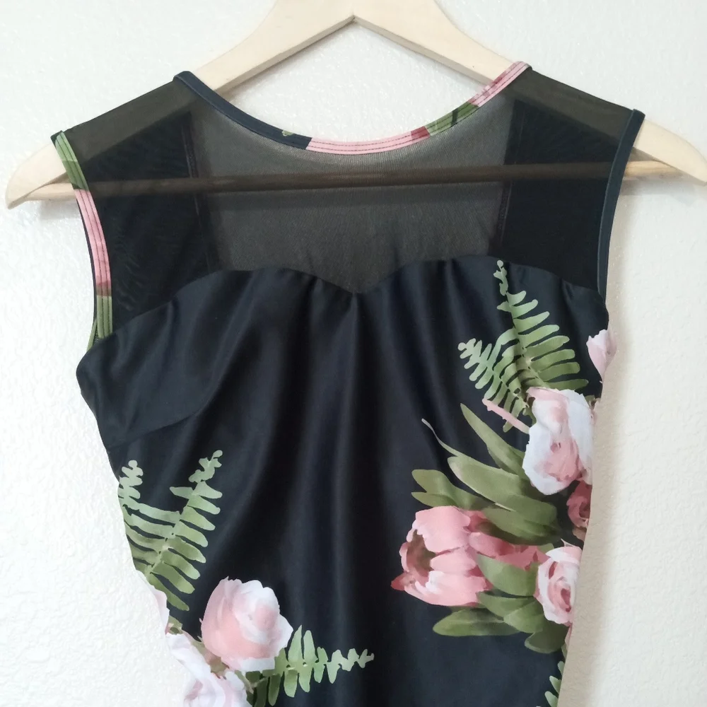 Albion The Maria One Piece Carolina Black Floral Mesh Swimsuit